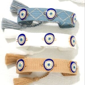 Evil eye bracelet white